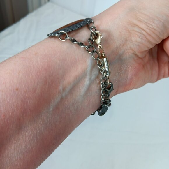 Metallic Bracelet Silver Tone Brown NWOT - Picture 10 of 11